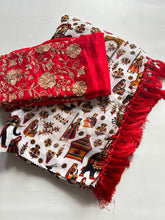 Load image into Gallery viewer, Desiring Function Wear Georgette Kalamkari Print n Beads Work Designer Saree With Contrast Blouse Piece