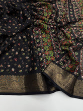 Load image into Gallery viewer, Adorning Party Wear Pure Soft Dola Silk Jacquard Border Rich Pallu Print Design Saree With Blouse Piece