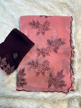 Load image into Gallery viewer, Gorgeous Party Wear Crunchy Silk Embroidery Work Fancy Saree With Contrast Blouse Piece