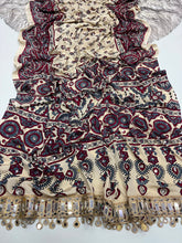 Load image into Gallery viewer, Alverina Party Wear Pure Satin Silk Ajrak Printed Rich Pallu n Mirror Work Fancy Saree With Blouse Piece