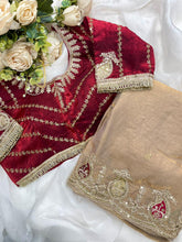Load image into Gallery viewer, Heritage Function Wear Silk Embroidery n Sequence Work Heavy Border Saree With Stitched Blouse