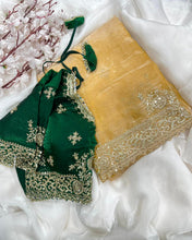 Load image into Gallery viewer, Quintessential Party Wear Silk Embroidery n Sequence Work Heavy Border Saree With Stitched Blouse