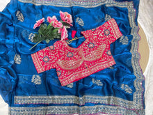 Load image into Gallery viewer, Charismatic Function Wear Silk Embroidery n Sequence Work Heavy Border Saree With Stitched Blouse