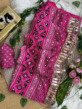 Load image into Gallery viewer, Exuberant Festive Wear Pure Satin Silk Ajrak Printed Rich Pallu n Mirror Work Fancy Saree With Blouse Piece