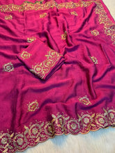 Load image into Gallery viewer, Stunning Function Wear Rangoli Crush Silk Embroidery n Beads Work Border Fancy Saree With Blouse