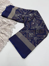 Load image into Gallery viewer, Blissful Function Wear Pure Satin Silk Ajrak Printed Rich Pallu n Mirror Work Designer Saree With Blouse Piece