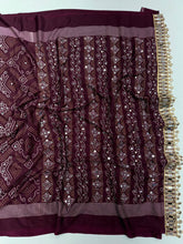 Load image into Gallery viewer, Blissful Function Wear Pure Satin Silk Ajrak Printed Rich Pallu n Mirror Work Designer Saree With Blouse Piece
