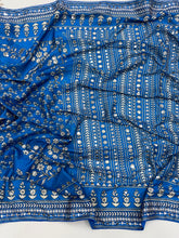 Load image into Gallery viewer, Breathtaking Festive Wear Soft Chinon Silk Print n Mirror Work Designer Saree With Blouse Piece