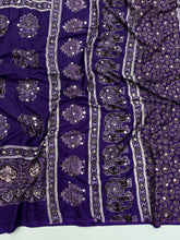 Load image into Gallery viewer, Alverina Party Wear Pure Satin Silk Ajrak Printed Rich Pallu n Mirror Work Fancy Saree With Blouse Piece