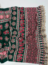 Load image into Gallery viewer, Alverina Party Wear Pure Satin Silk Ajrak Printed Rich Pallu n Mirror Work Fancy Saree With Blouse Piece