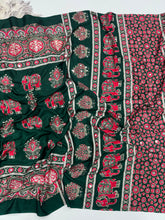 Load image into Gallery viewer, Alverina Party Wear Pure Satin Silk Ajrak Printed Rich Pallu n Mirror Work Fancy Saree With Blouse Piece
