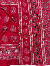 Load image into Gallery viewer, Alverina Party Wear Pure Satin Silk Ajrak Printed Rich Pallu n Mirror Work Fancy Saree With Blouse Piece