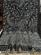 Load image into Gallery viewer, Adorning Party Wear Pure Chinnon Silk Ajrak Printed Rich Pallu n Mirror Work Designer Saree With Blouse Piece