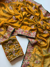 Load image into Gallery viewer, Mellifluous Wedding Wear Satin Silk Sequence n Embroidery Work Fancy Saree With Blissful Blouse Piece