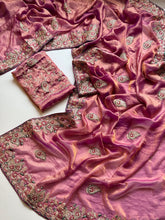 Load image into Gallery viewer, Mellifluous Wedding Wear Satin Silk Sequence n Embroidery Work Fancy Saree With Blissful Blouse Piece