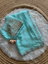 Load image into Gallery viewer, Artisanal Festive Wear Soft Crush Silk Siroski n Diamond Work Fancy Saree With Blouse Piece
