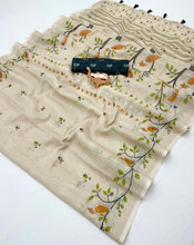 Load image into Gallery viewer, Adorable Function Wear Kalamkari Print n Aari Mirror Work Rich Pallu Fancy Saree With Contrast Blouse Piece
