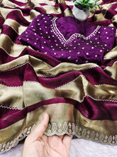 Load image into Gallery viewer, Exuberant Party Wear Soft Silk Jarkhan Work Designer Saree With Unstitched Blouse