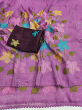 Load image into Gallery viewer, Delightful Festive Wear Viscose Crunchy Silk Embroidery Thread n Siroski Work Fancy Saree With Contrast Blouse Piece