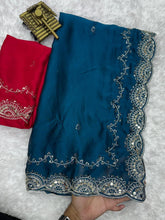 Load image into Gallery viewer, Effervescent Festive Wear Rangoli Silk Embroidery n Sequence Work Fancy Saree With Contrast Blouse Piece