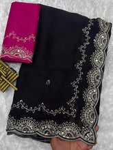 Load image into Gallery viewer, Effervescent Festive Wear Rangoli Silk Embroidery n Sequence Work Fancy Saree With Contrast Blouse Piece