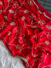 Load image into Gallery viewer, Entrancing Wedding Wear Georgette Gotapatti Work Fancy Saree With Blouse Piece