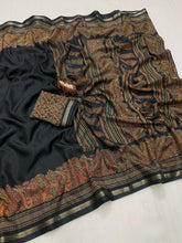 Load image into Gallery viewer, Charming Party Wear Pure Soft Tussar Silk Kashmiri Printed n Rich Pallu Border Fancy Saree With Blouse Piece