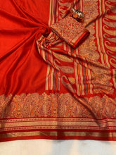 Load image into Gallery viewer, Charming Party Wear Pure Soft Tussar Silk Kashmiri Printed n Rich Pallu Border Fancy Saree With Blouse Piece