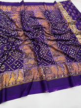 Load image into Gallery viewer, Desiring Function Wear Pure Satin Silk Ajrak Printed Rich Pallu n Original Mirror Work Designer Saree With Blouse Piece