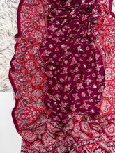 Load image into Gallery viewer, Impressive Party Wear Pure Satin Silk Ajrak Printed Rich Pallu n Mirror Work Fancy Saree With Blouse Piece