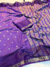 Load image into Gallery viewer, Incredible Function Wear Soft Tussar Silk Jacquard Weaving Work Rich Pallu Fancy Saree With Blouse Piece