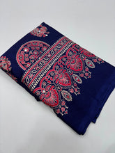 Load image into Gallery viewer, Glamorous Party Wear Pure Satin Silk Ajrak Printed Rich Pallu n Mirror Work Fancy Saree With Blouse Piece