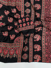 Load image into Gallery viewer, Glamorous Party Wear Pure Satin Silk Ajrak Printed Rich Pallu n Mirror Work Fancy Saree With Blouse Piece
