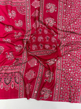 Load image into Gallery viewer, Glamorous Party Wear Pure Satin Silk Ajrak Printed Rich Pallu n Mirror Work Fancy Saree With Blouse Piece