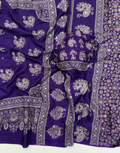 Load image into Gallery viewer, Glamorous Party Wear Pure Satin Silk Ajrak Printed Rich Pallu n Mirror Work Fancy Saree With Blouse Piece