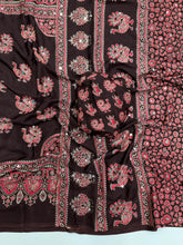 Load image into Gallery viewer, Glamorous Party Wear Pure Satin Silk Ajrak Printed Rich Pallu n Mirror Work Fancy Saree With Blouse Piece