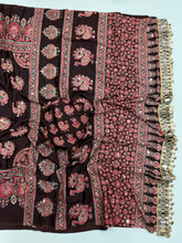 Load image into Gallery viewer, Glamorous Party Wear Pure Satin Silk Ajrak Printed Rich Pallu n Mirror Work Fancy Saree With Blouse Piece
