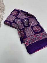 Load image into Gallery viewer, Adorable Function Wear Pure Satin Silk Ajrak Printed Rich Pallu n Mirror Work Saree With Blouse Piece