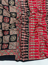 Load image into Gallery viewer, Adorable Function Wear Pure Satin Silk Ajrak Printed Rich Pallu n Mirror Work Saree With Blouse Piece
