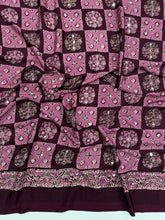Load image into Gallery viewer, Adorable Function Wear Pure Satin Silk Ajrak Printed Rich Pallu n Mirror Work Saree With Blouse Piece