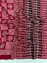 Load image into Gallery viewer, Adorable Function Wear Pure Satin Silk Ajrak Printed Rich Pallu n Mirror Work Saree With Blouse Piece