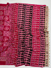 Load image into Gallery viewer, Adorable Function Wear Pure Satin Silk Ajrak Printed Rich Pallu n Mirror Work Saree With Blouse Piece