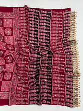 Load image into Gallery viewer, Adorable Function Wear Pure Satin Silk Ajrak Printed Rich Pallu n Mirror Work Saree With Blouse Piece