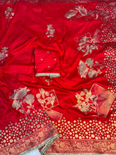 Load image into Gallery viewer, Heritage Wedding Wear Banarasi Silk Embroidery n Sequence Work Designer Saree With Blouse Piece