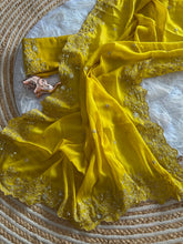 Load image into Gallery viewer, Entrancing Festive Wear Georgette Heavy Sequence Work Designer Saree With Blouse piece