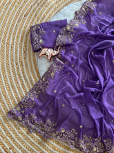 Load image into Gallery viewer, Entrancing Festive Wear Georgette Heavy Sequence Work Designer Saree With Blouse piece