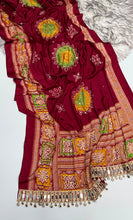 Load image into Gallery viewer, Incomparable Festive Wear Pure Satin Silk Ajrak Printed Rich Pallu n Mirror Work Designer Saree With Blouse Piece
