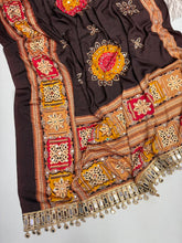Load image into Gallery viewer, Incomparable Festive Wear Pure Satin Silk Ajrak Printed Rich Pallu n Mirror Work Designer Saree With Blouse Piece