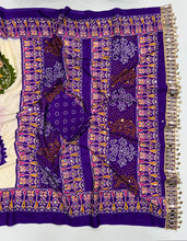 Load image into Gallery viewer, Desiring Function Wear Pure Satin Silk Ajrak Printed Rich Pallu n Original Mirror Work Designer Saree With Blouse Piece