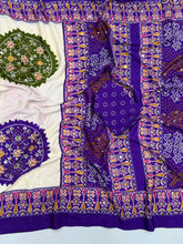 Load image into Gallery viewer, Desiring Function Wear Pure Satin Silk Ajrak Printed Rich Pallu n Original Mirror Work Designer Saree With Blouse Piece